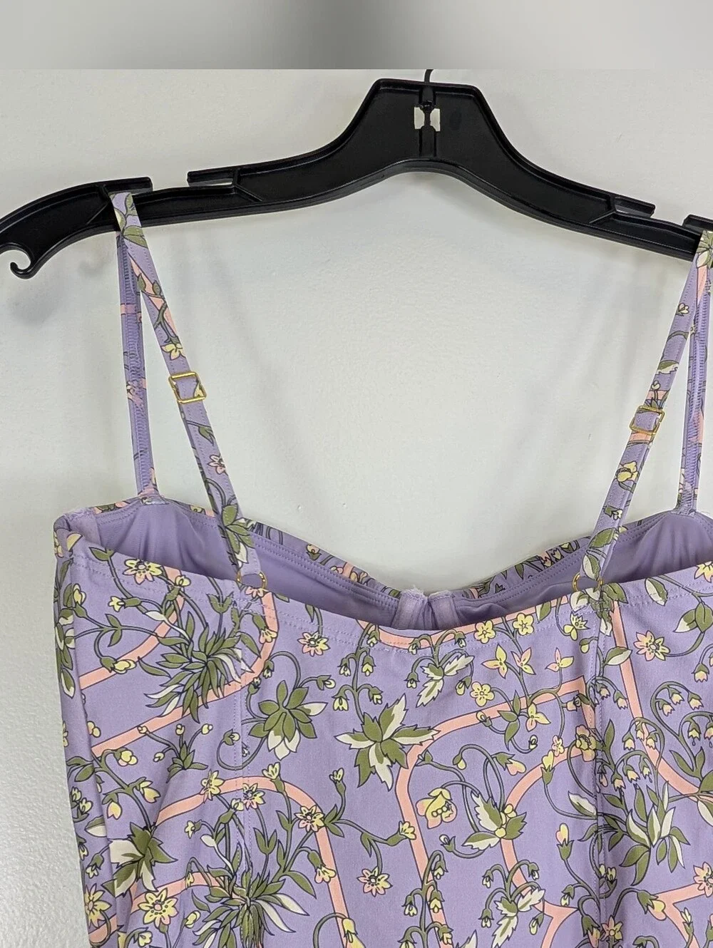 NWT Tory Burch Lilac Garden Medallion Underwire One Piece Swimsuit Size XS New